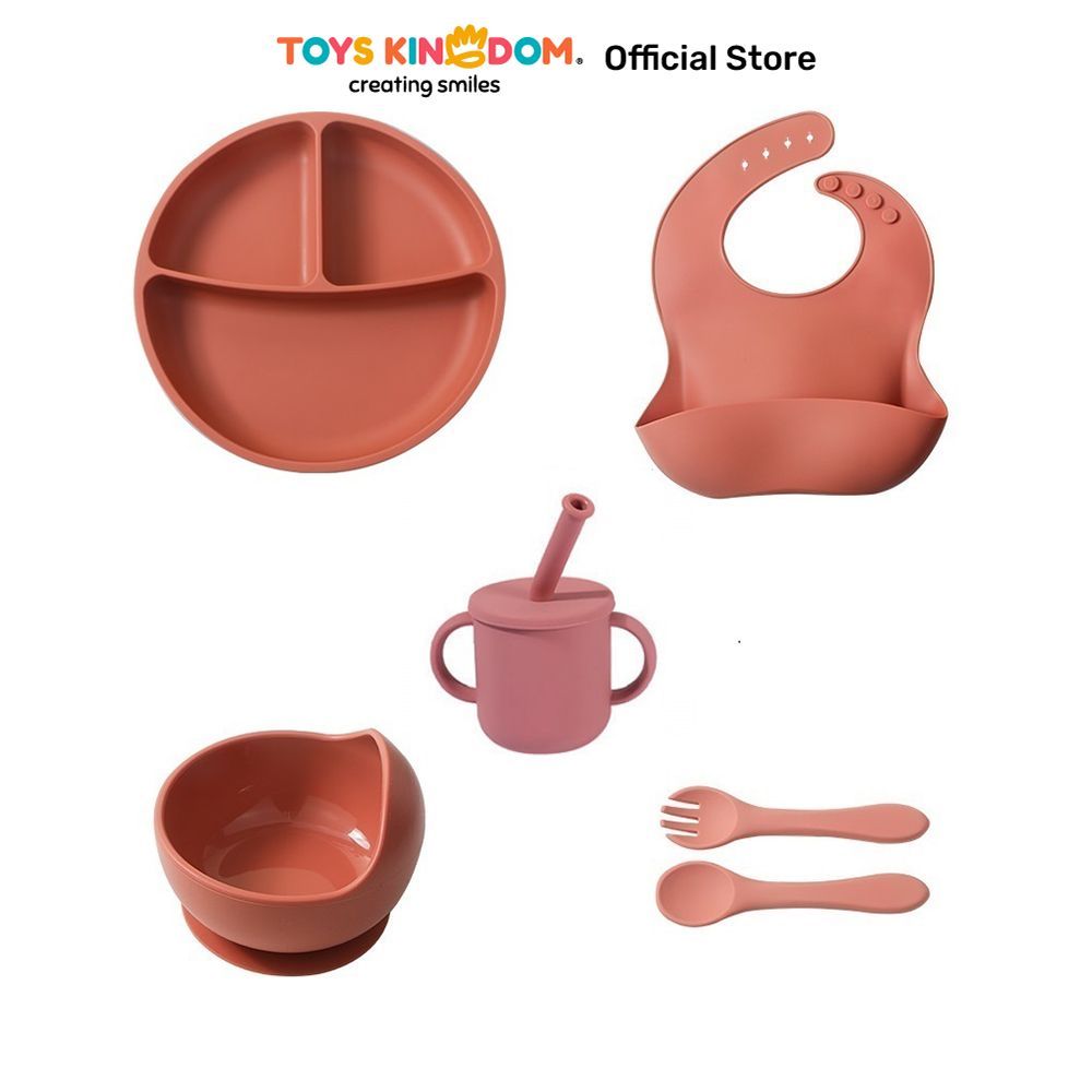 Toys Kingdom Little Giggles Sinya Set 5 Pcs Perlengkapan Makan Anak Silikon - Merah Dining Set Table