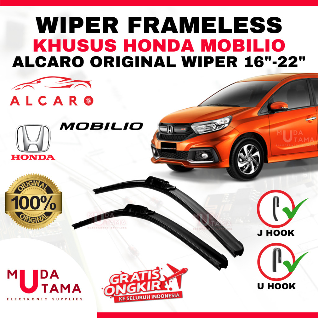 Wiper Frameless MOBILIO Original Alcaro - Sapu Kaca MOBILIO - Wiper MOBILIO Frameless - Wiper Framel