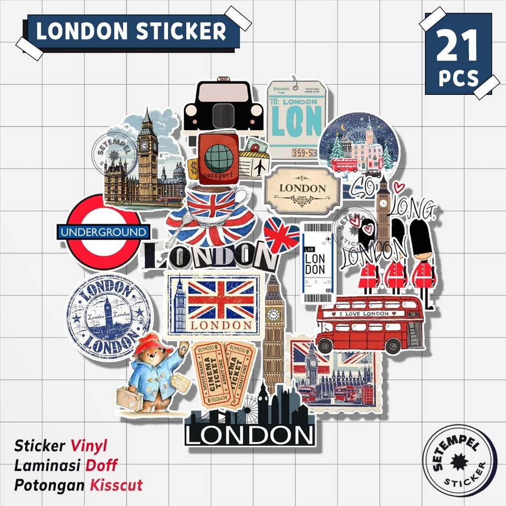 LONDON Sticker Pack 21pcs | stiker london aesthetic AMR