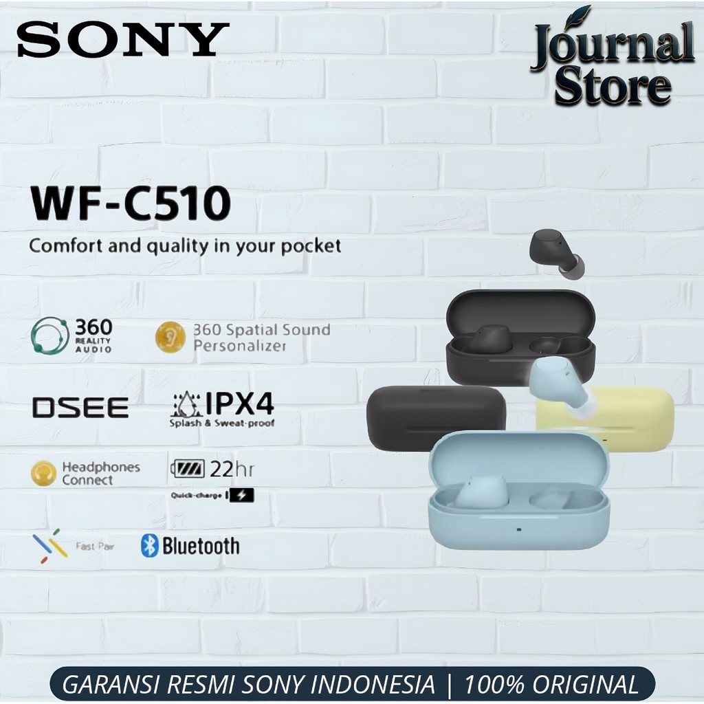SONY WF-C510 Truly Wireless Earbuds / WFC510 / WF C510 - Garansi Resmi Sony Indonesia