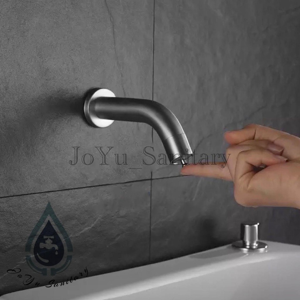 Kran TEMBOK Stainless 304 tekan ON OFF mini T17- keran air wudhu unik uniq touch tap faucet push/ B3