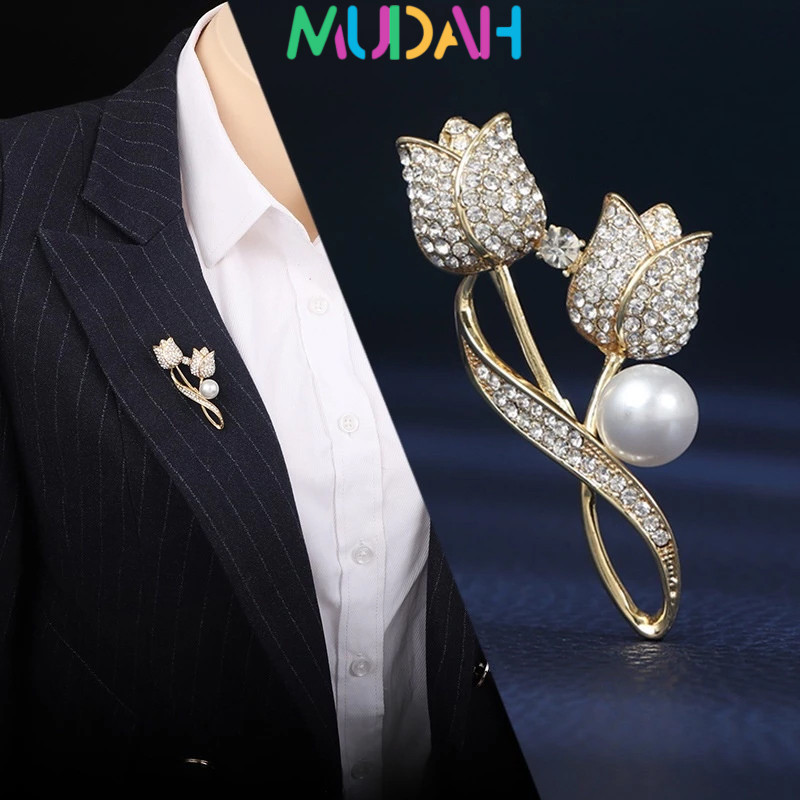 Bros Selendang Anti Silau Bros Full Berlian/Bros Bunga Tulip Berlian Paduan