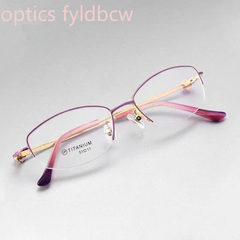 54-17-138 Pure Titanium Eyeglasses Frame Women Half frame Myopia Glasses Designer Optical Glasses Fr