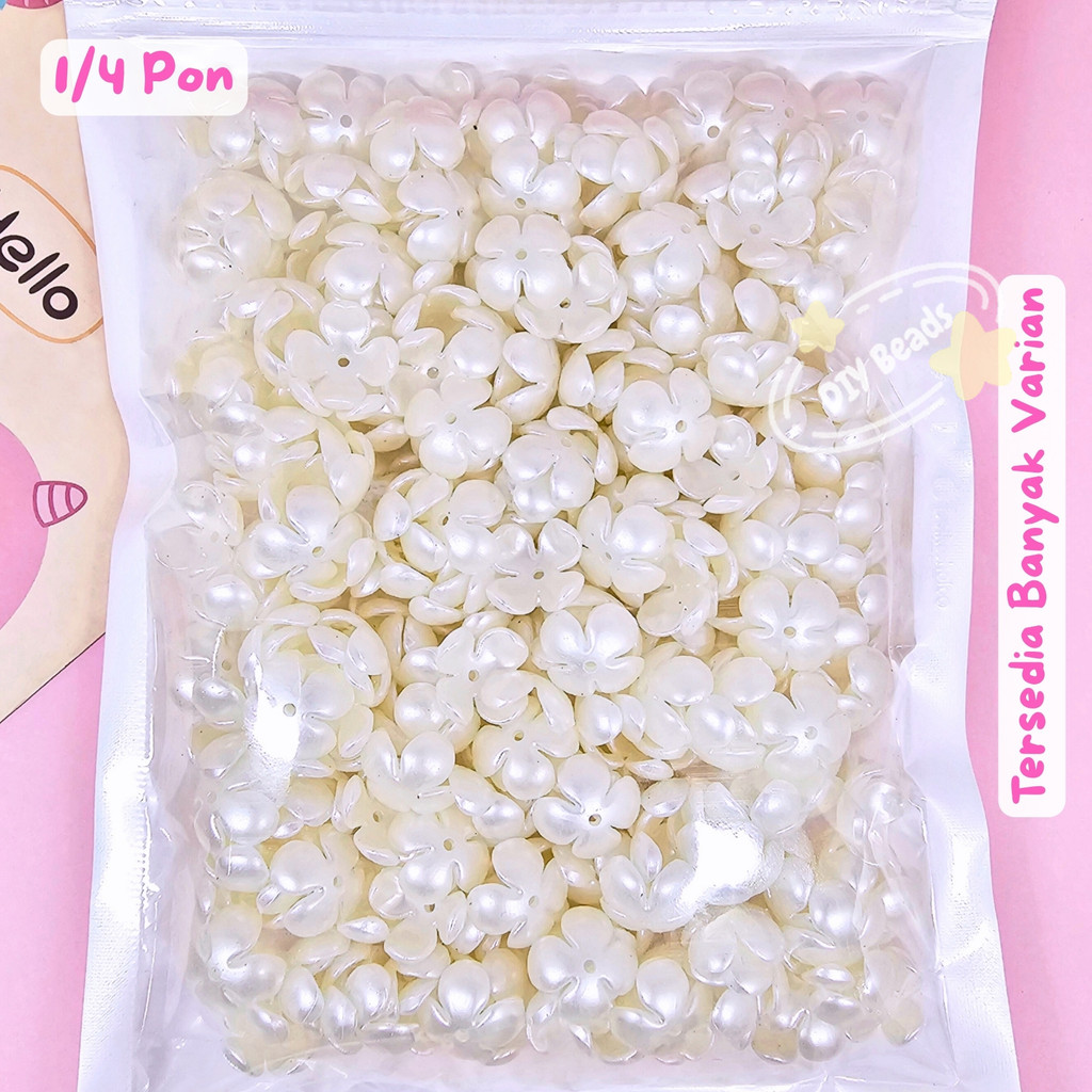 (1/4 PON) Manik Manik Kelopak Bunga Mutiara Akrilik DIY Beads - BH173