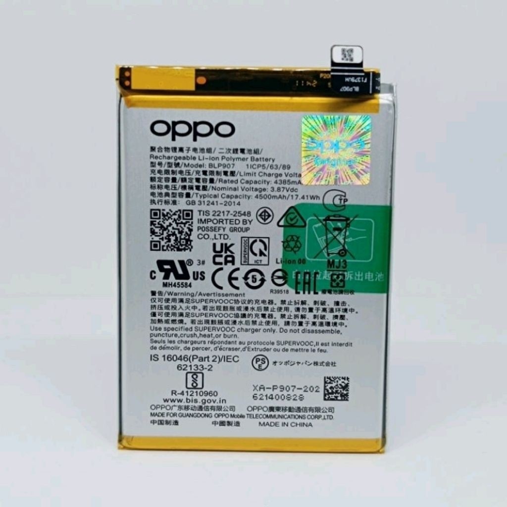 Baterai Batre 0ppo Reno 7z 5G / Reno 8 4G/ Reno 7 4G BLP907 ORI 99 Distributor Batu batre Battery