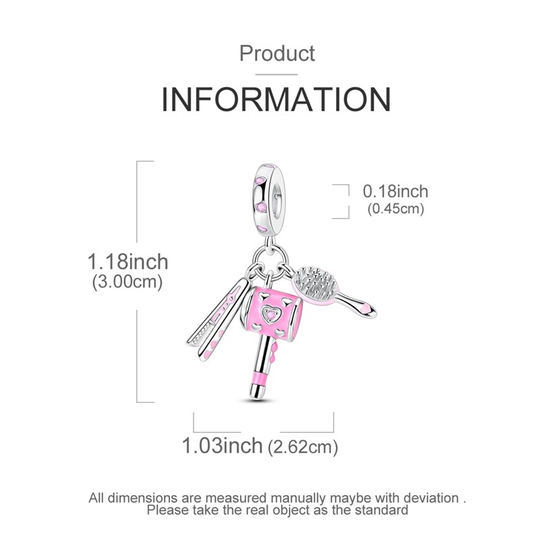 arms Silver 925 Hair Dryer Air Cushion Clip Comb Pents Fit arms Plata 925 Original Bracelet Beads Wo