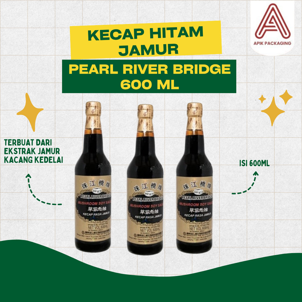 ( BOTOL KACA ) Kecap Hitam Jamur Pearl River Bridge 600ml