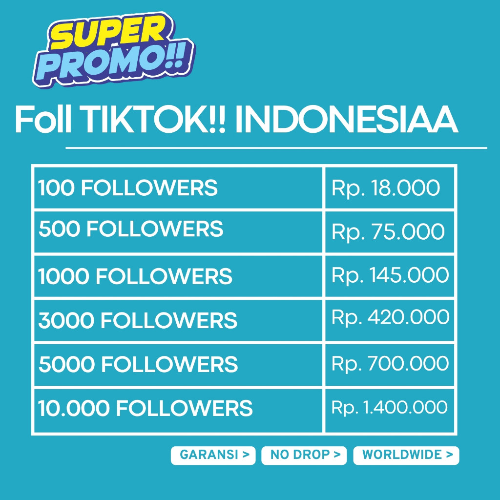 Followers TikTok Followers Indonesia Real Aktif Permanent TikTok, Bergaransi