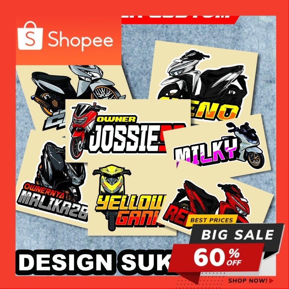 STICKER CUSTOM SUKA SUKA BEBAS RACING/BALAP/KOMUNITAS/MOTOR BEAT VARIO NMAX MATIC PRINTING HOLOGRAM 