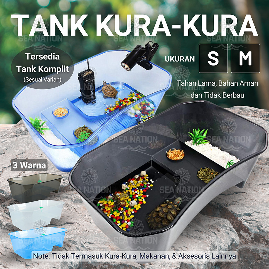 Kandang Turtle Size S M Tank Bak Ember Rumah Vivarium Aquarium Kura Reptile Tempat Basking Torto Kur