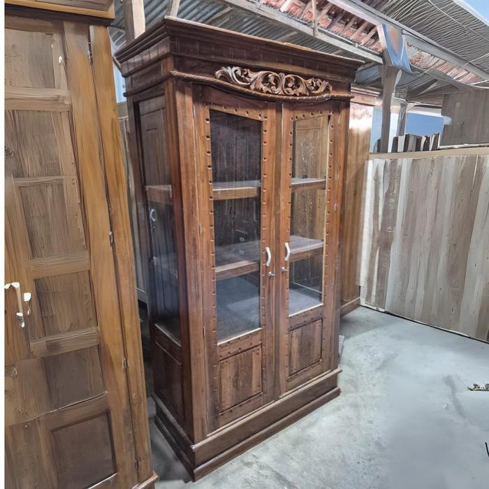 Lemari Hias 2 Pintu Bahan Full Kayu Jati ( Ready Stock )