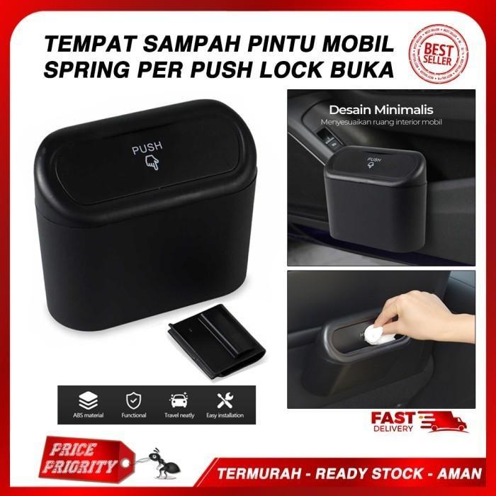 Tempat Sampah Mobil Gantung Push Plastik Berkualitas Kotak Box Sampah - Putih