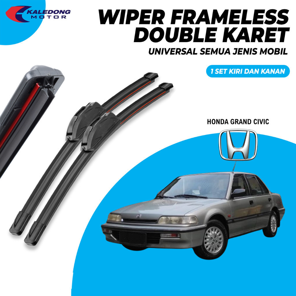 Wiper Blade Honda Grand Civic Double Karet Pembersih Kaca Depan Mobil 1 Set Kiri dan Kanan