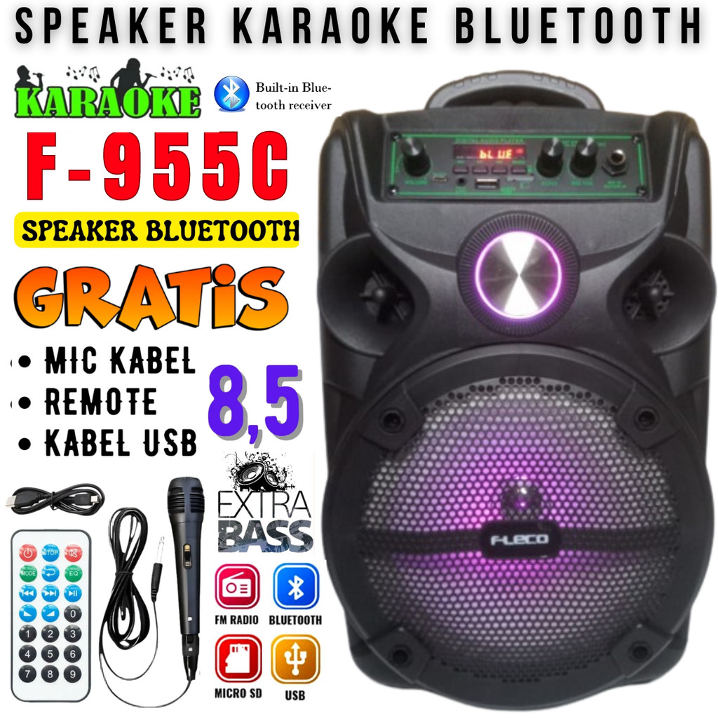 UKURAN BESAR SPEAKER BLUETOOTH BONUS MIC N REMOT FLECO 955C/D/JL-1938 F-6691 | SPEAKER BLUETOOTH KAR