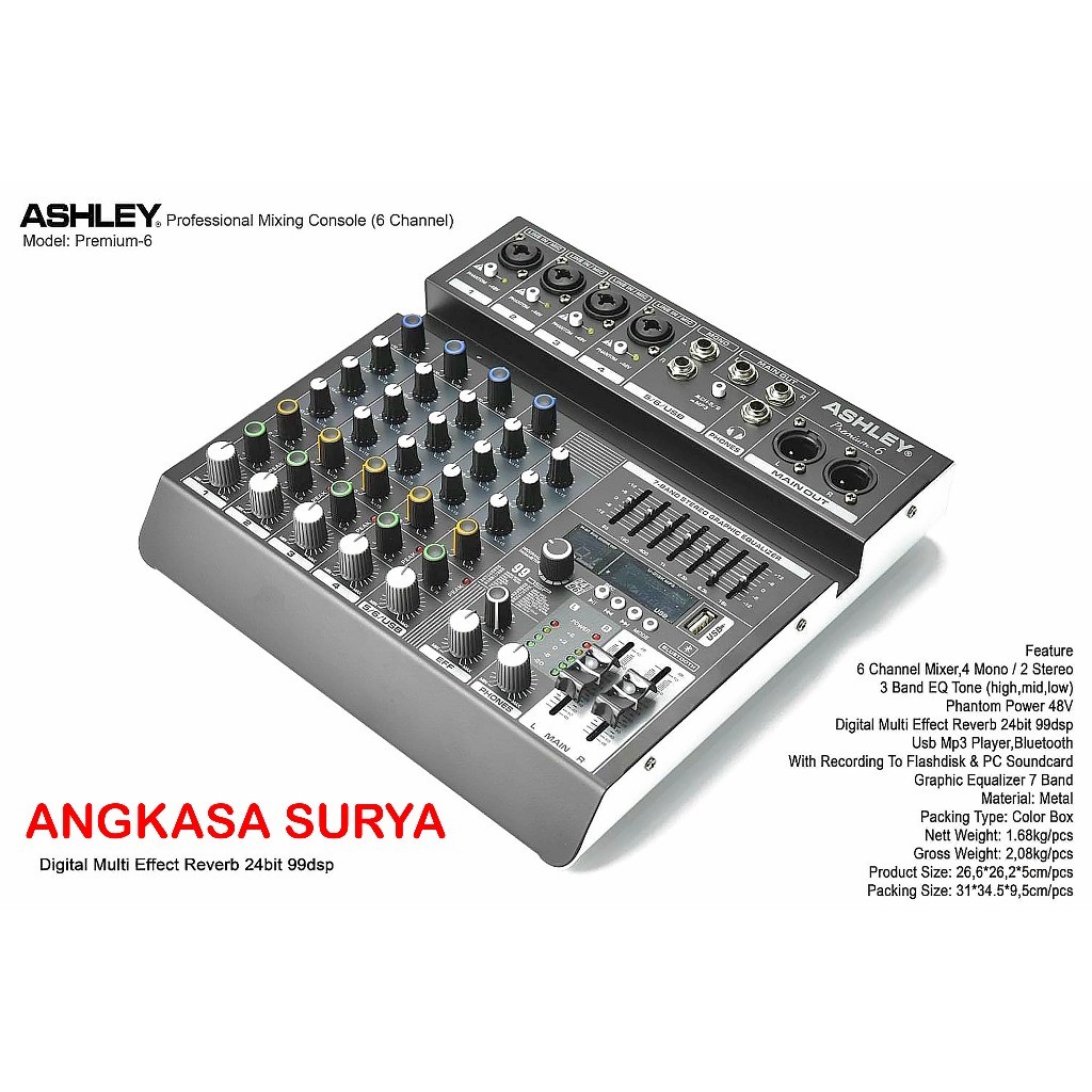 Mixer Audio ASHLEY PREMIUM 6 Original / Mixer 6 Channel ASHLEY PREMIUM6