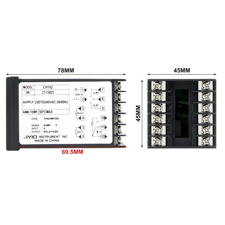 CH102 CH402 CH702 CH902 Dual Output SSR and Relay Thermostat Relay Output LCD Digital PID Intelligen