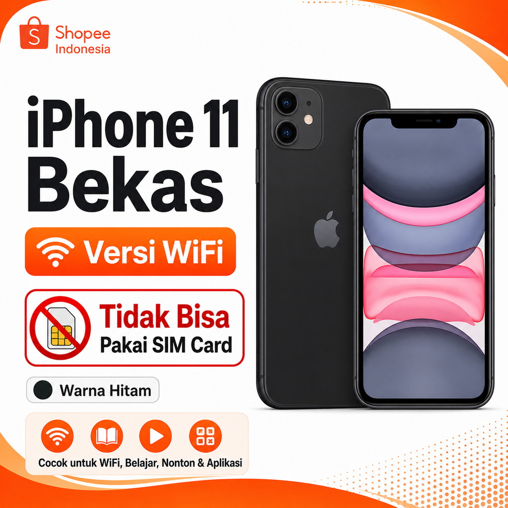iPhone 11 WiFi Only Bekas Original | Tidak Bisa Pakai Kartu SIM | Fullset 64GB 128GB 256GB | BH Ting