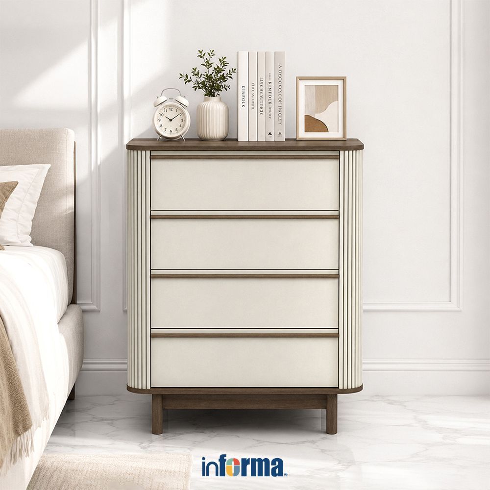 Informa Morie Laci Penyimpanan - Krem/Cokelat Walnut Cabinet Lemari Laci Dresser Storage Drawer