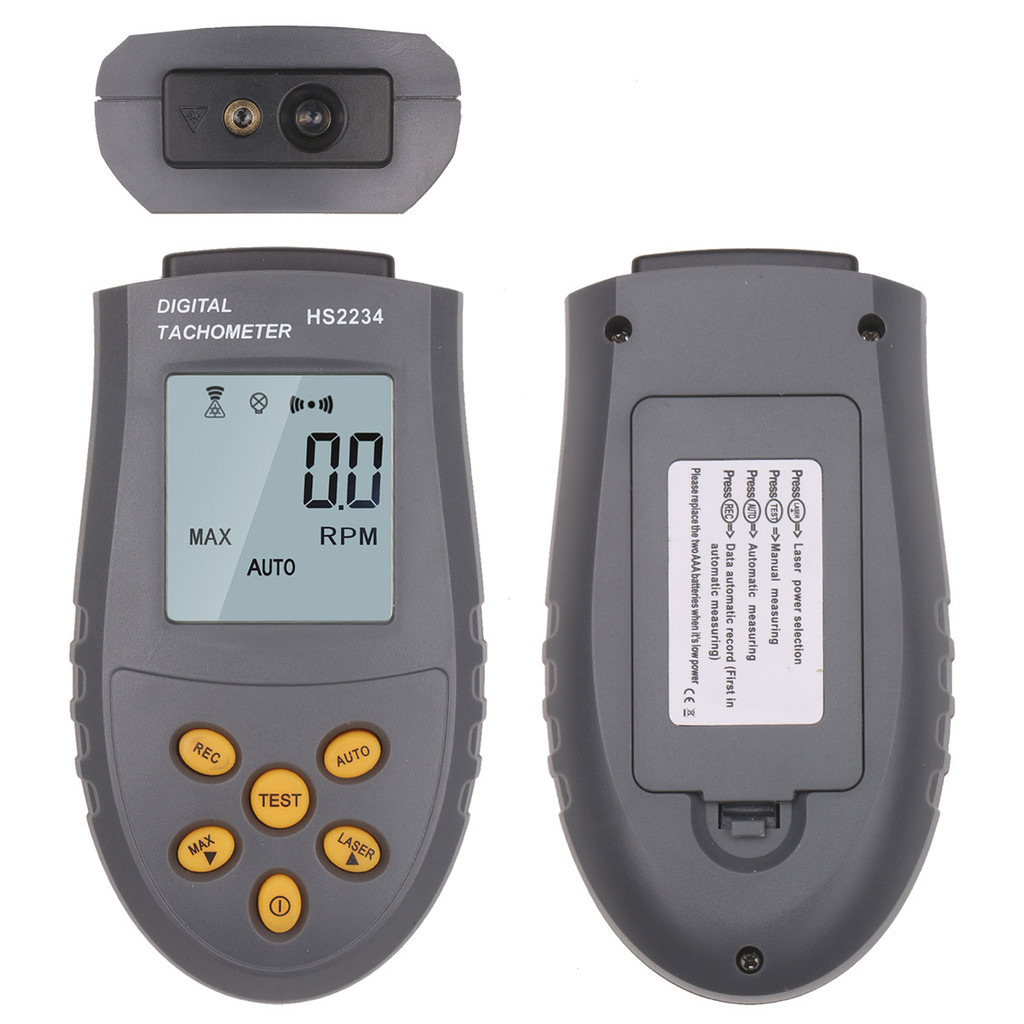 (READY) Digital Tachometer HS2234 Laser Tachometer Pengukur Kecepatan Motor RPM Portable