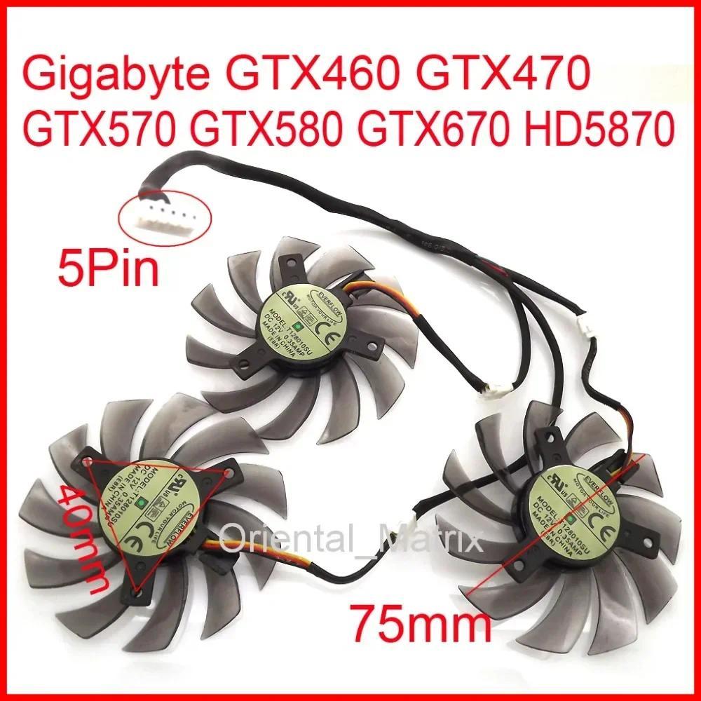 Free Shipping 3pcs/lot T128010SU 75mm For Gigabyte GTX460 GTX470 GTX570 GTX580 GTX670 HD5870 Graphic