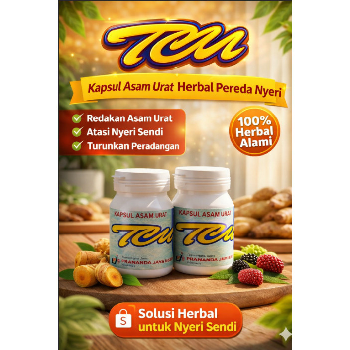 JAMU KAPSUL ASAM URAT DAN NYERI SENDI TCU ORIGINAL KEMASAN BOTOL (OBAT ASAM URAT, NYERI SENDI DAN LA