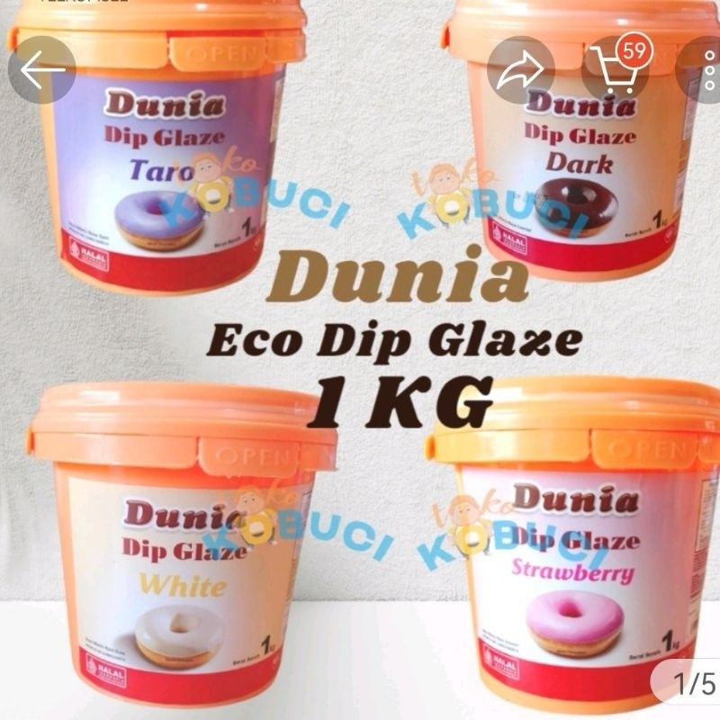 ll DUNIA ECO DIP GLAZE UKURAN KEMASAN EMBER PAIL PIL 1KG 1 KG KILO OLESAN CELUPAN SELAI TOPPING COCO