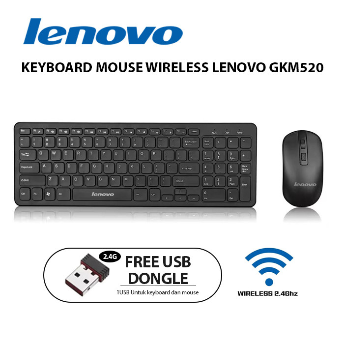 PAKET KEYBOARD LENOVO WIRELESS + MOUSE LENOVO WIRELESS COMBO SET GKM520