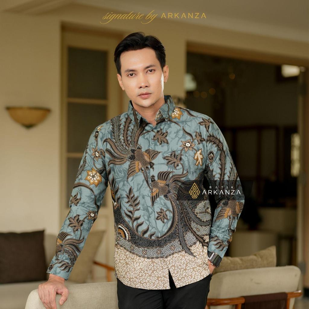 Arkanza Signature Sarimbit Batik Couple Motif Manyura Blouse Janggan Wanita Kemeja Pria Pasangan Kel