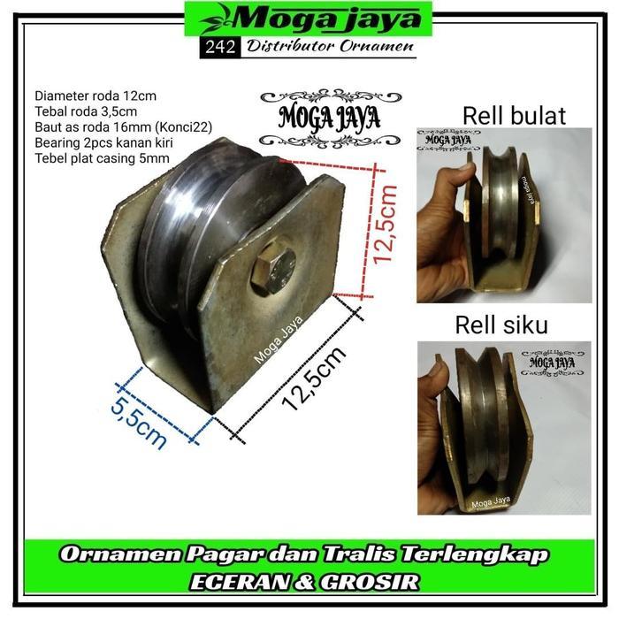 roda pagar roda gerbang besi as ukuran 12cm - Rell Siku, BERING BEKAS