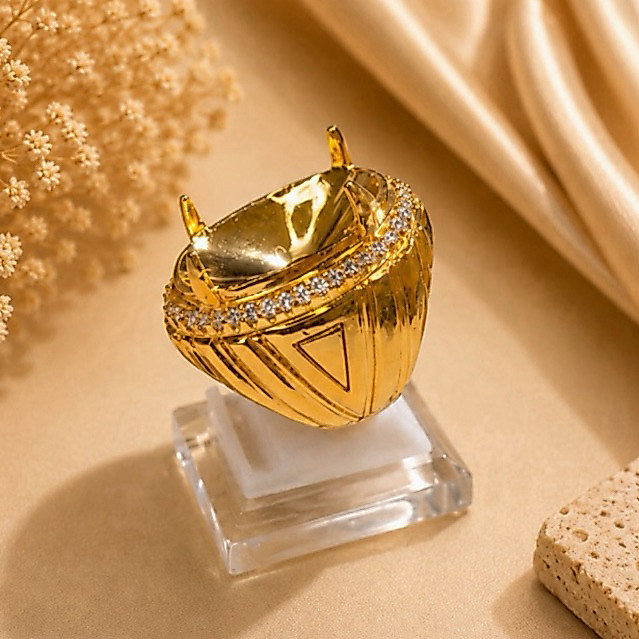 Ring/Emban Cincin Alpaka Super Jumbo - Oval 25x17 mm