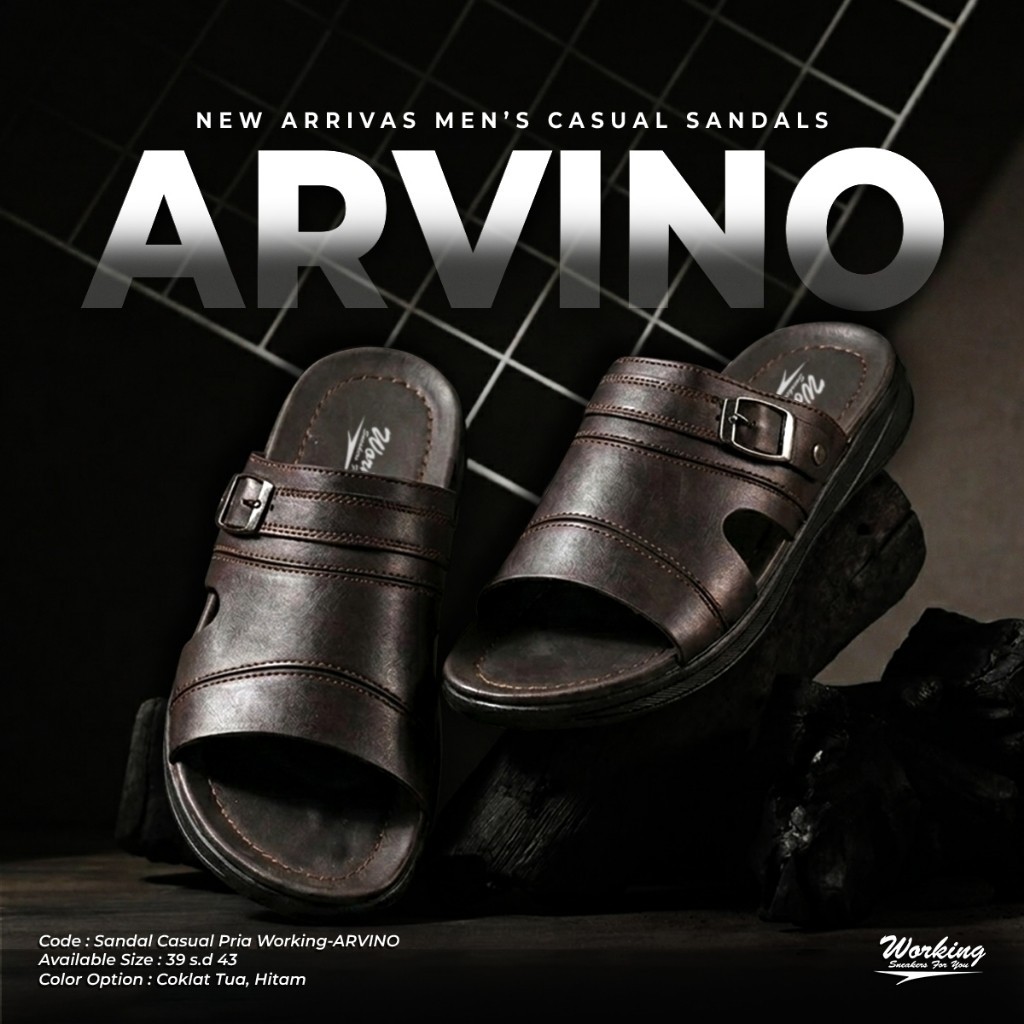 Sendal Casual Semi Kulit ARVINO Size 39 - 43 - Wsf
