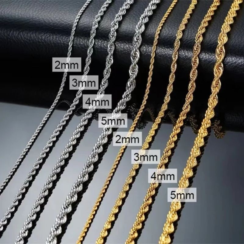 Kalung Titanium Model Tambang//Kalung Titanium Pria dan Wanita//Anti Karat ( Kalung Tambang)