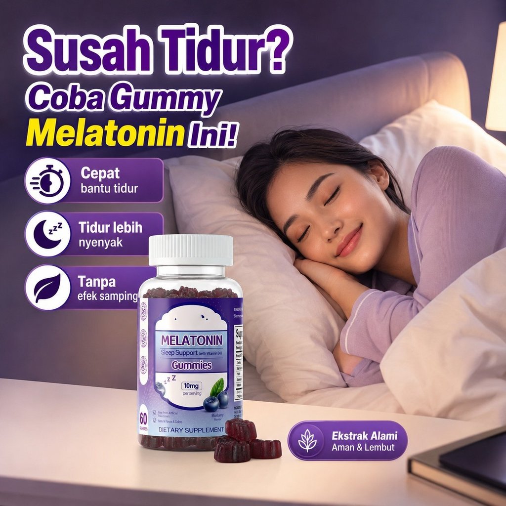 [Melatonin Gummy Tidur] Sleep Melatonin Gummies/Sleep Aid /Meredakan Stres/Antioxidant / Vitamin B6 