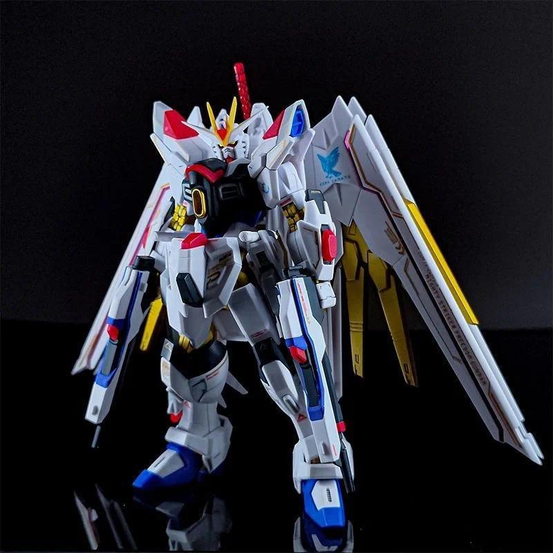 HG Mighty Strike Freedom Gundam Model Kit, SEED Freedom White Blue Gold Mecha with Large Wing Backpa
