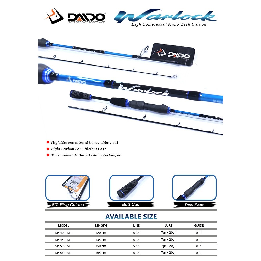 JORAN DAIDO WARLOCK 120CM-165CM - Joran pancing