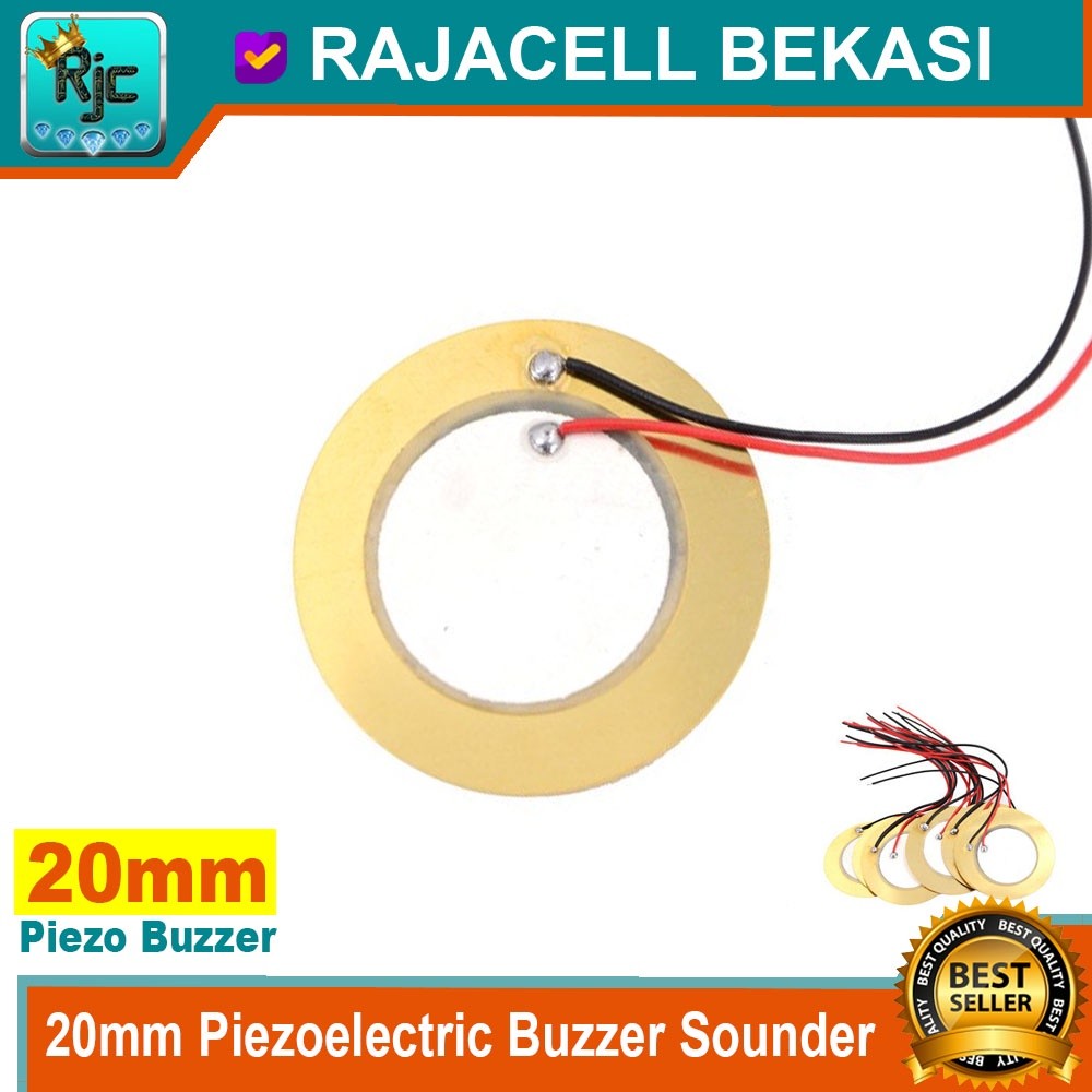 RJC 20mm Piezo Buzzer Sounder kabel Tone Speaker Piezzo