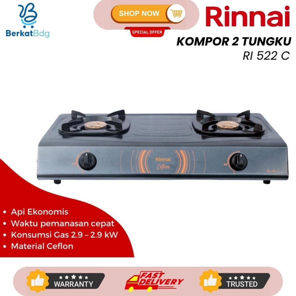 KOMPOR GAS 2 TUNGKU RINNAI RI 522 C