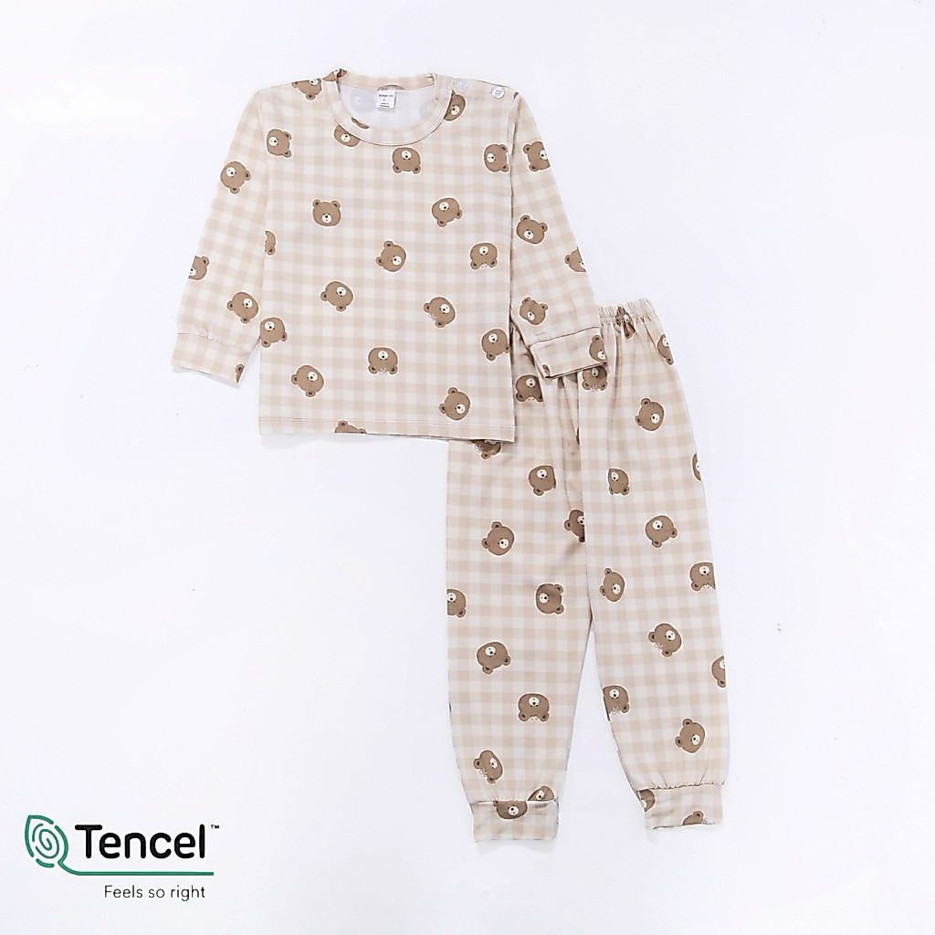 HASBI.SHOP Pajamas set - tencel long set gingham bear