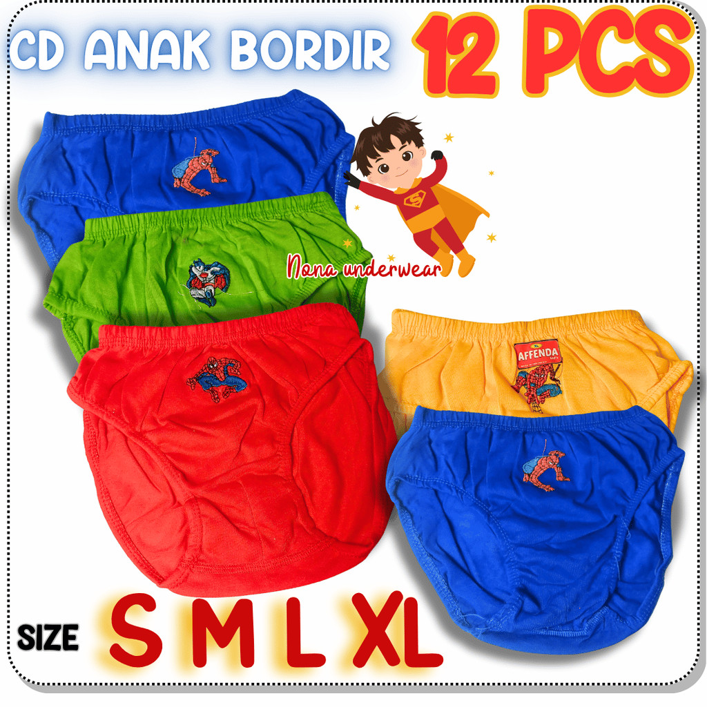 MURAH 12 PCS CELANA DALAM ANAK COWOK BORDIR MOTIF KEREN