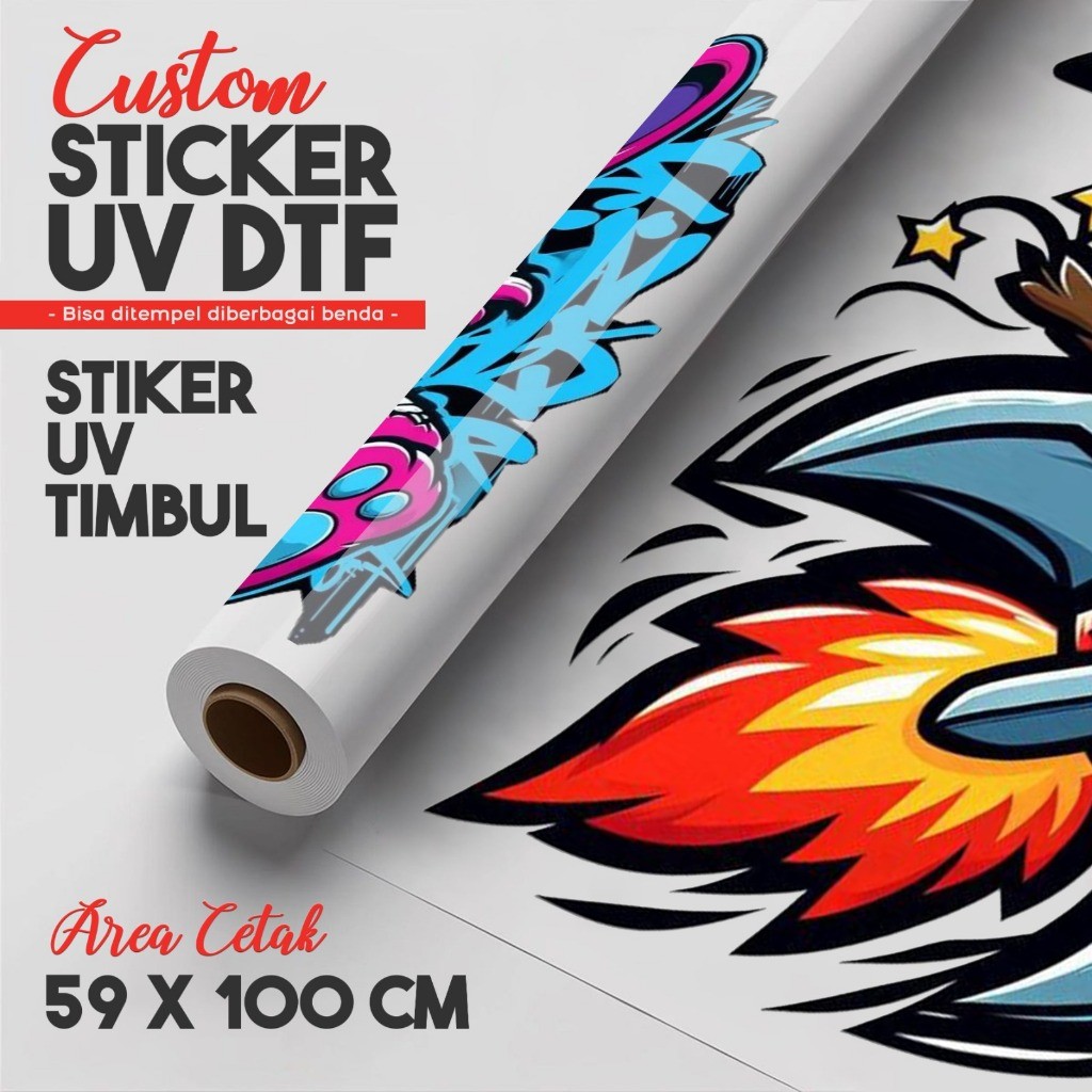 [MYCASEIND] Cetak Stiker UV DTF 1 meter | Stiker UV DTF Custom suka suka