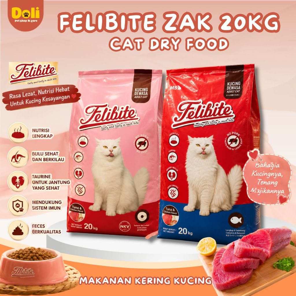 Makanan Kucing Felibite 20kg Makanan Kering Felibite 1 Zak 20kg Freshpack Felibite Ikan Donat