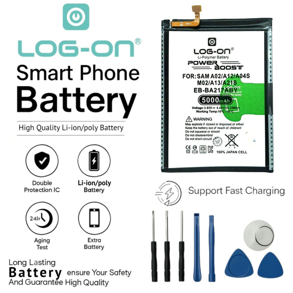 Log On - Samsung A02/A12/A04S/M02/A13/A21S EB-BA217ABY Power Boost Double IC Protection Battery Bate