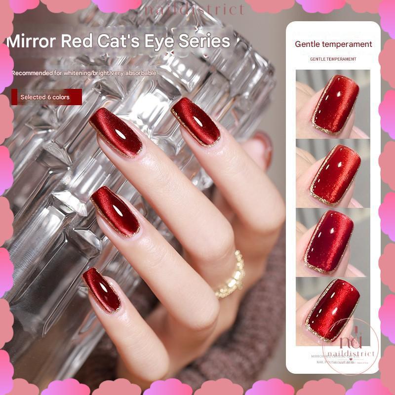 NEW Annies Red Maroon Cat Eye Merah Marun Glass Beads Color 10mL Nail Polish UV Gel Premium Quality