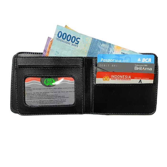Cod//Promo 2022/Dompet pria semi kulit//keren Hitam Uang - Hitam, polos pendek terlaris