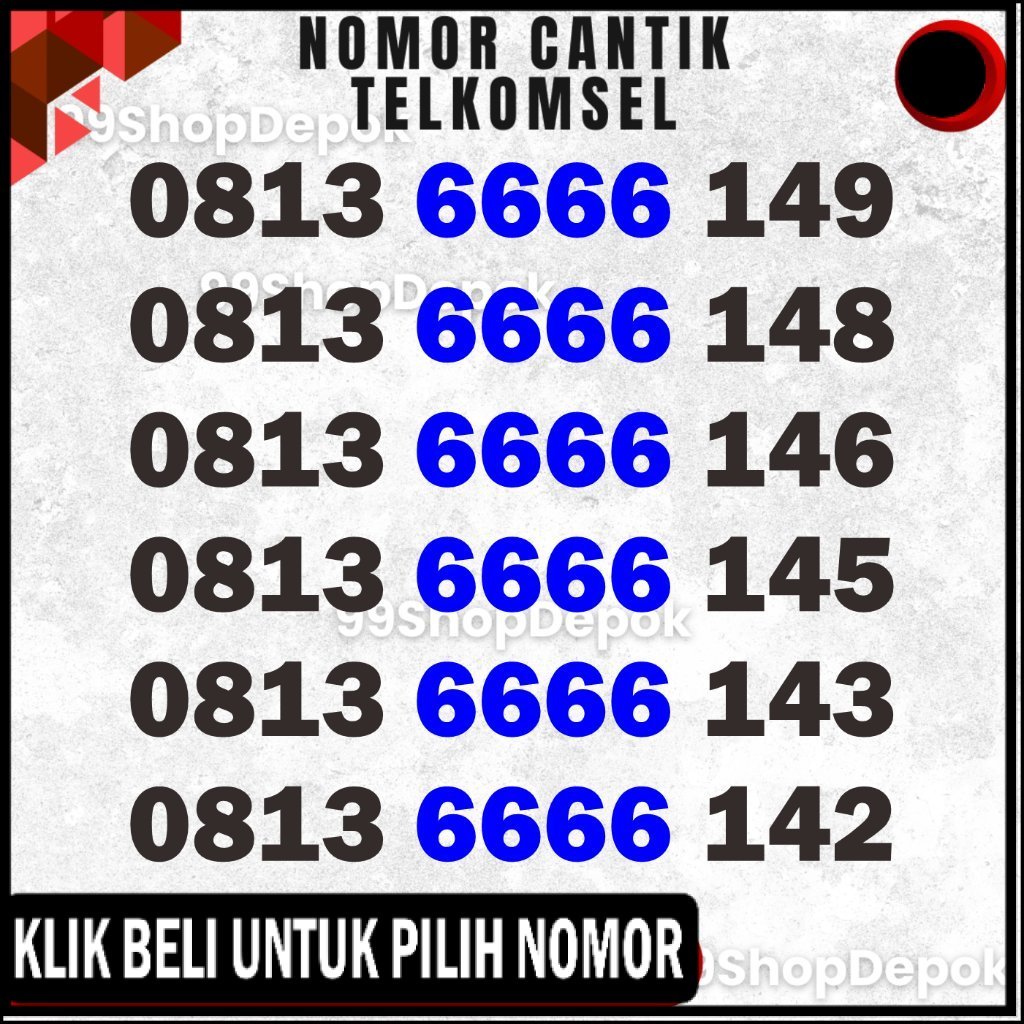 Nomor Cantik Simpati 11 DIGIT, TELKOMSEL 6666, Nomer Cantik Simpati 4g 5g Kartu Perdana 6666 14X