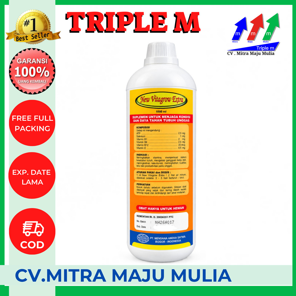 NEW VITAGROW EXTRA 1 liter ATP Vitamin Mineral Pertumbuhan Ayam Unggas