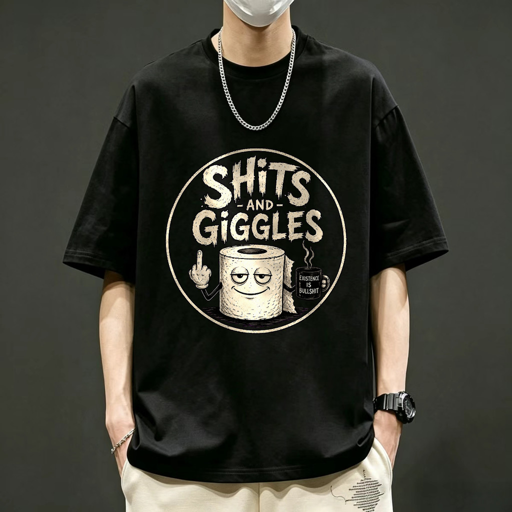 Kaos Lucu Shits And Giggles Tema Toilet Paper Kaos Kata Kata Unik T Shirt Oversize Pria Desain Humor