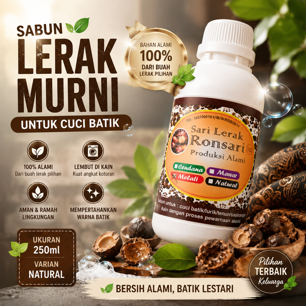 LERAK CAIR MURNI - Sabun LERAK Cuci Batik - Sari Lerak