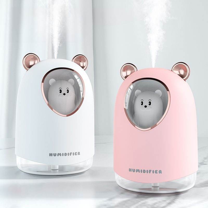 GRWOSIR Humidifier USB Mini Portable Bear dengan Lampu Tidur RGB 7 Warna Pelembap Udara Ultrasonik FS038