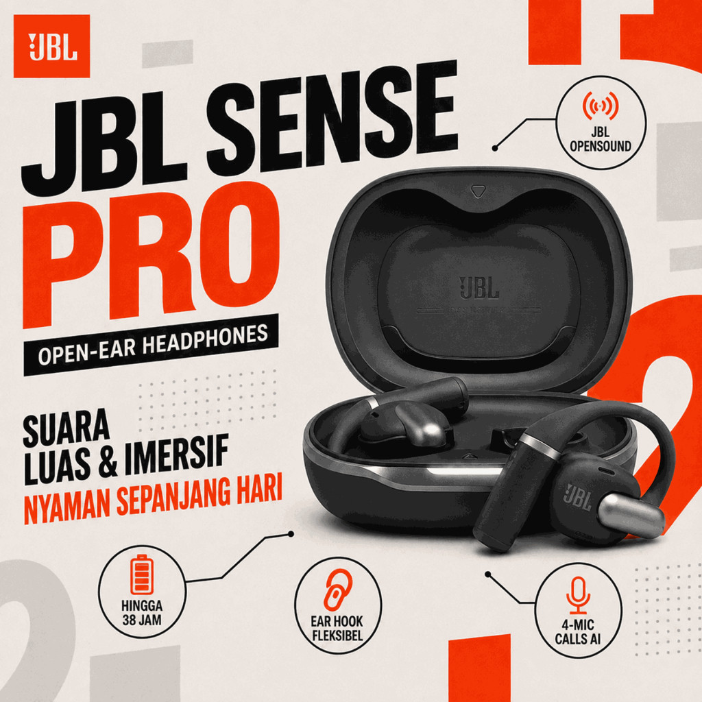 JBL Sense Pro Open Ear TWS Earbuds Bluetooth Original Wireless Earphone Ear Hook JBL OpenSound